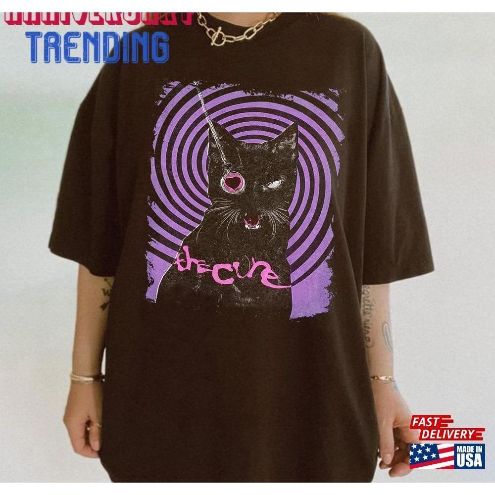 The Cure Shirt Cat Moon Rock Band Tshirt